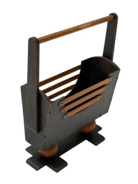 1930s Art Deco Magazine Rack, Black Lacquered Beech, Dutch Design